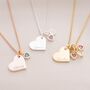 Heart Charm And Birthstone Personalised Name Necklace, thumbnail 1 of 10