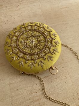 Yellow Circular Handcrafted Clutch Bag, 6 of 6