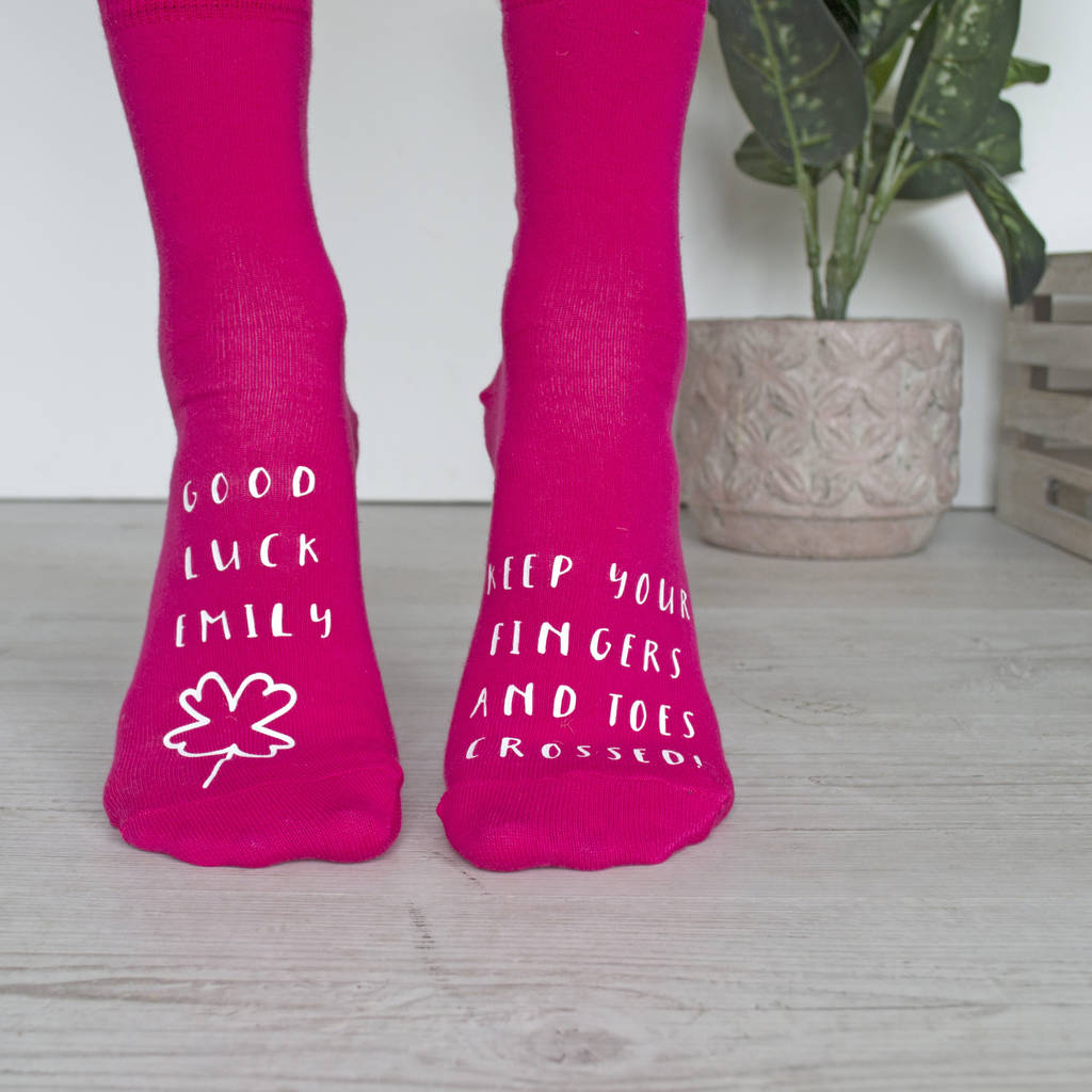 Personalised Pink Lucky Exam Socks – Solesmith