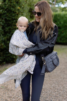 Quilted Changing Stroller Bag Slate/Wildflower, 7 of 11