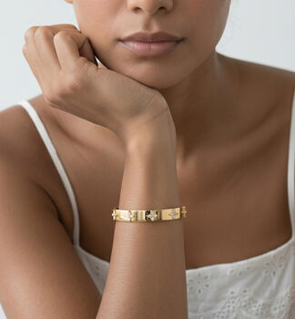 Kinmokusei 18 K Gold Plated Bead Floral Bangle, 2 of 6