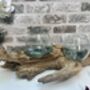 Teak Root Wooden Display With Double Molten Glass Bowls, thumbnail 11 of 11