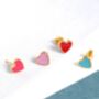18 K Gold Vermeil Pink Enamel Love Heart Stud Earrings, thumbnail 5 of 9