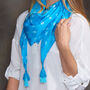 Turquoise Luxury Silk Hand Tie Dyed Scarf, thumbnail 3 of 6