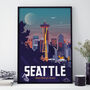 Seattle Travel Poster Art Print, thumbnail 4 of 4