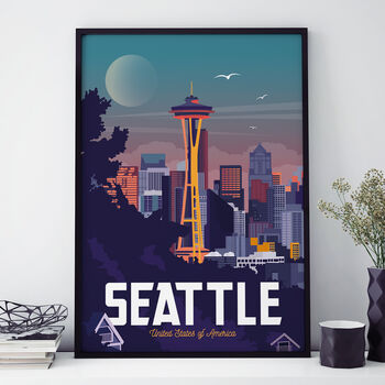 Seattle Travel Poster Art Print, 4 of 4