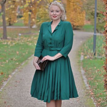 Lucille Dress In Mustard 1940s Vintage Style, 3 of 3