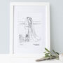 Hand Drawn Bride And Groom Sketch, thumbnail 7 of 10