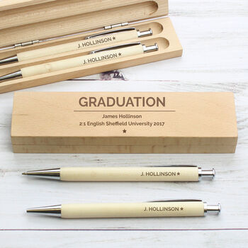 Personalised Classic Wooden Pen And Pencil Box Set, 2 of 8