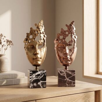 Abstract Face Sculpture Rose Gold Decorative Bust, 9 of 9