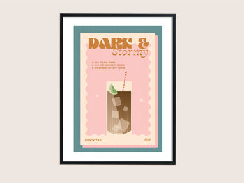 Retro Cocktail Dark And Stormy Print, 2 of 5