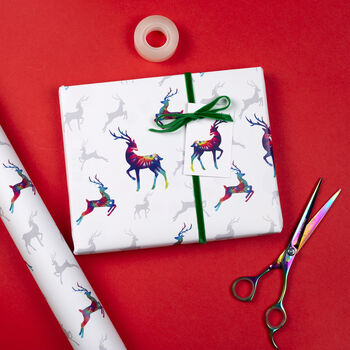 Luxury Reindeer Christmas Wrapping Paper Gift Tag Set, 4 of 8
