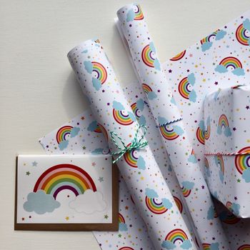 Rainbow Gift Wrapping Paper Or Gift Wrap Set With Card, 8 of 11