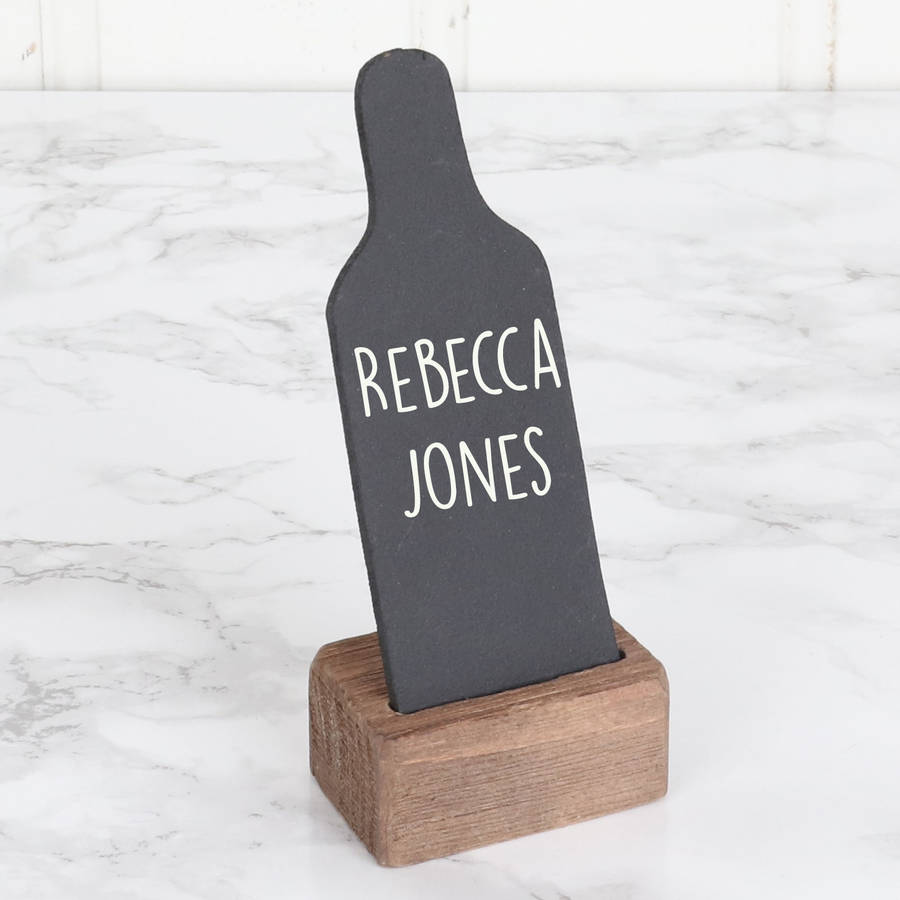 Wine Bottle Chalkboard Name Place Stand By Dibor
