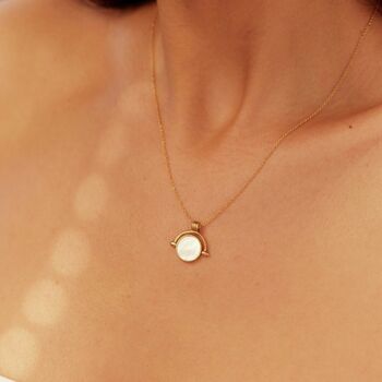 Gold Or Silver Mother Of Pearl Spinning Disc Necklace, 2 of 11