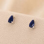 Sterling Silver Pear Cut Teardrop Sapphire Stud Earrings, thumbnail 1 of 5