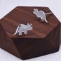 Tricerotops Dinosaur Stud Earrings In Sterling Silver, thumbnail 7 of 11