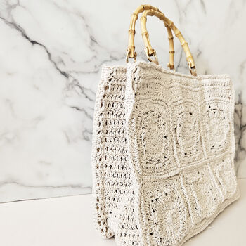 Crochet And Bamboo Beach Bag, 4 of 6