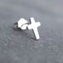 Unisex Sterling Silver Tiny Cross Stud Earrings, thumbnail 4 of 7