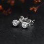 Sterling Silver April Cubic Zirconia Birthstone Stud Earrings, thumbnail 1 of 5