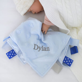 Personalised White Baby Gown And Taggies Comforter Set, 5 of 12