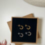 Gold Thick Huggie Hoop Earrings With Stones, thumbnail 7 of 7