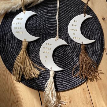 Personalised Moon Keepsake Gift, Moon Ornament, Decoration Plaque Kids Room, Nursery Decor, 2 of 5