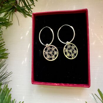 Sterling Silver Hoop Earrings With Detachable Hearts And Flowers Charm Pendant, 9 of 9