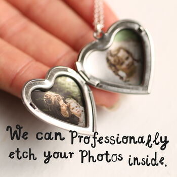 Silver Heart Personalised Locket With Photos, 3 of 11