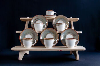 Beige Set Of Six Porcelain Espresso Cup And Saucer, 9 of 11