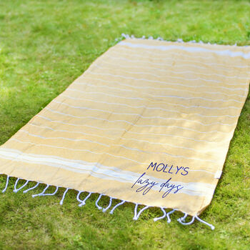 Personalised Cotton Picnic And Beach Blanket, 2 of 5