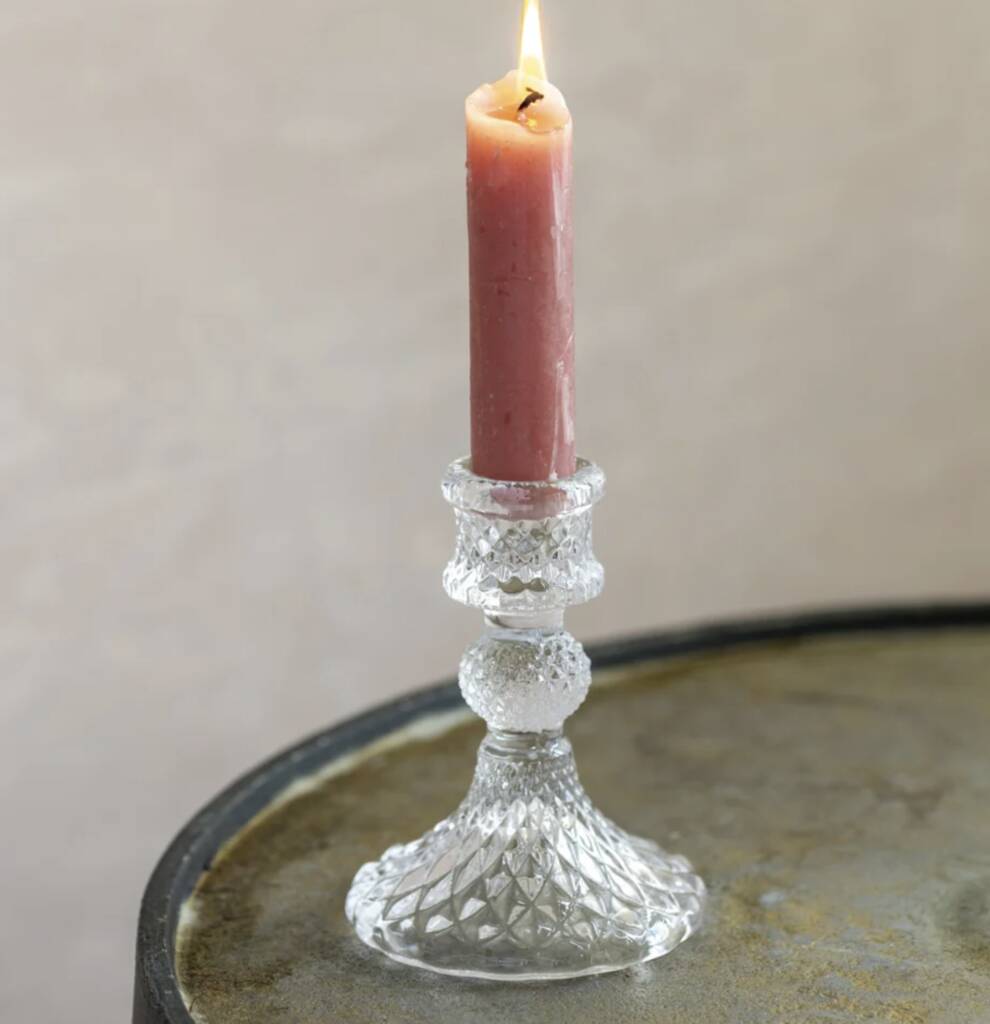 Harlequin Cut Glass Candlestick, 1 of 2