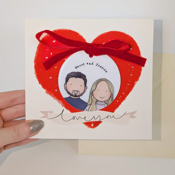 Personalised Valentine’s Day Card With Ceramic Portrait Keepsake, 2 of 4