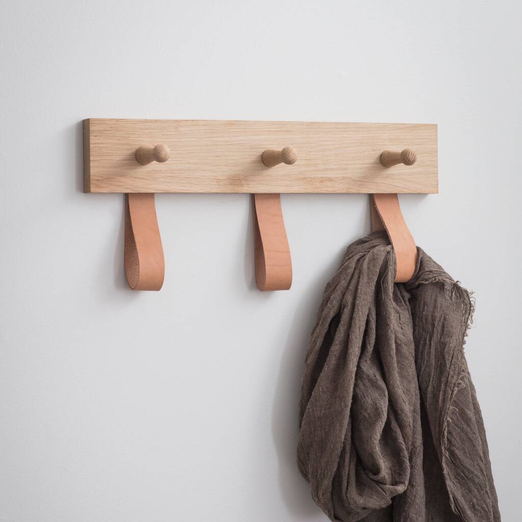 Oak And Leather Peg Rail By all things Brighton beautiful ...