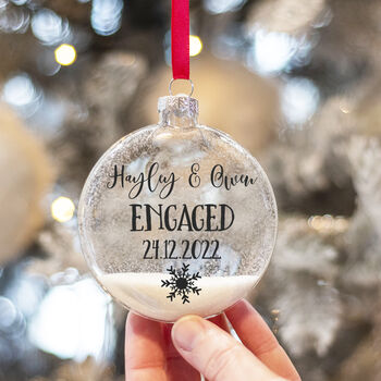 Personalised Glass Engagement Christmas Glitter Bauble, 2 of 3