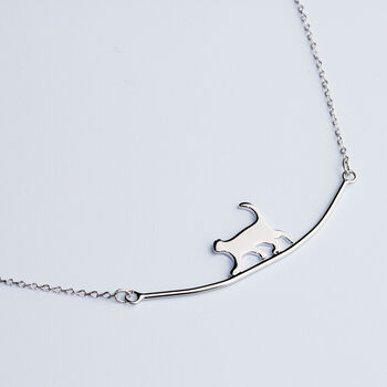 Sterling Silver Walking Cat Pendant Necklace, 3 of 6