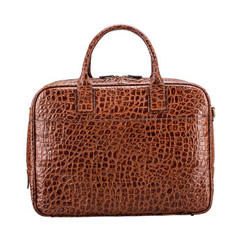 Luxury Leather Soft Briefcase 'Calvino Croco', 3 of 10