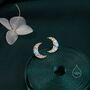 Sterling Silver Cresent Moon With Moonstone Stud Earrings, thumbnail 2 of 12