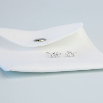 Sterling Silver Curved Branch Stud Earrings, 5 of 5