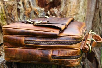 Handcrafted Leather Laptop Bag For Men Gift For Him, 7 of 12