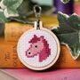 Welcome To The Pink Pony Club! Pony Mini Matchbox Cross Stitch Kit, thumbnail 2 of 6