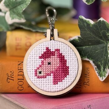 Welcome To The Pink Pony Club! Pony Mini Matchbox Cross Stitch Kit, 2 of 6