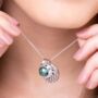 Engraved Emerald And Silver Double Disc Necklace, thumbnail 2 of 5