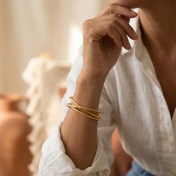 Triple Cuff Bangle Non Tarnish Waterproof, 3 of 8