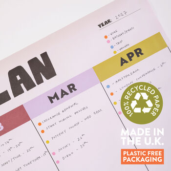 Large A1 Portrait Wall Planner | Year At A Glance, 2 of 4