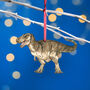 Wooden Tyrannosaurus Rex Dinosaur Christmas Tree Decoration, thumbnail 1 of 3