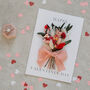Happy Valentines Day Dried Flower Bunch Greetings Card, thumbnail 1 of 3