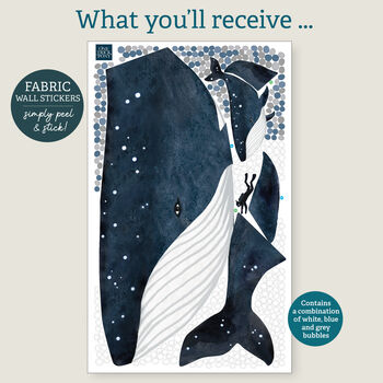 The Whale And The Diver Fabric Wall Sticker, 5 of 6