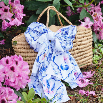 Personalised Blue And White Tile Print Scarf, 5 of 7