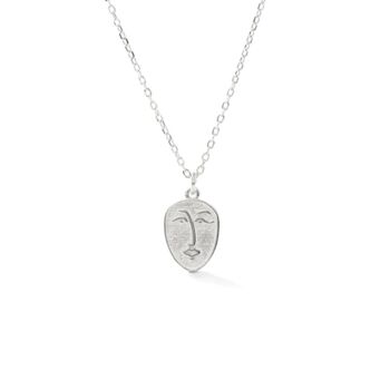 Abstract Face Monogram Art Sterling Silver Necklace, 4 of 9